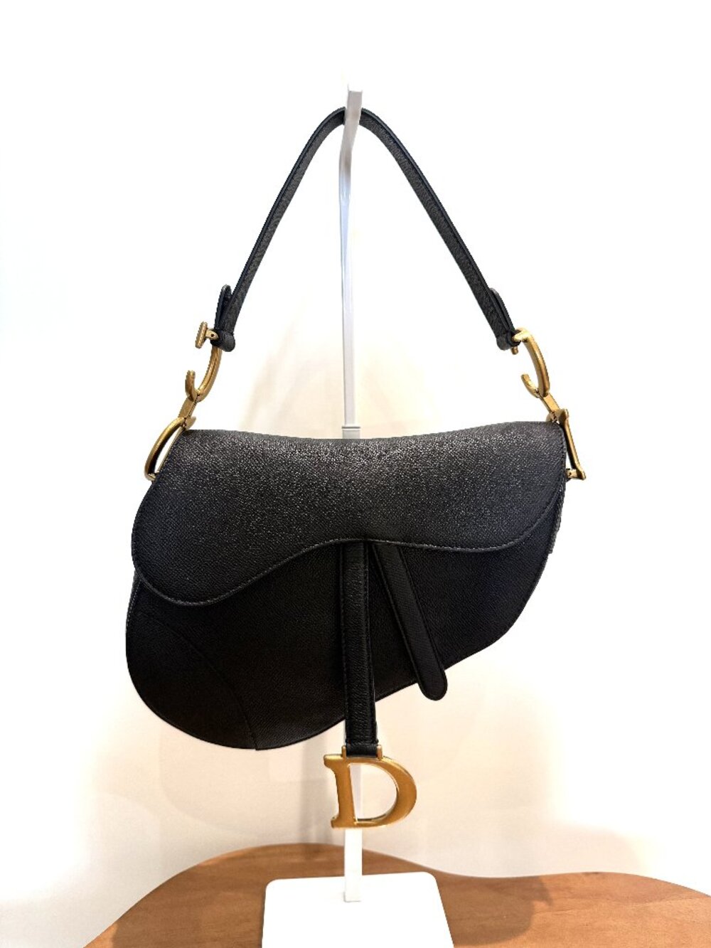 Dior Grained Calfskin Saddle Bag Black Medium